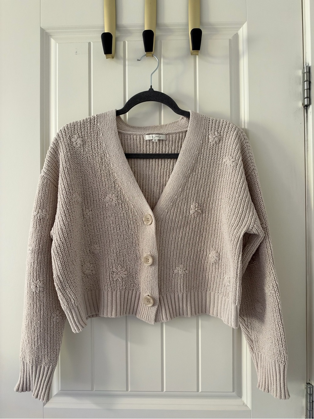 Z Supply Cropped Knit Cardigan - Light Taupe